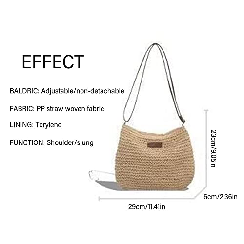 Straw Woven Shoulder Bags Travel Handbags Women(Coffee)2