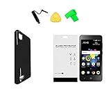 for ZTE Avid 559 / Tracfone ZTE Blade T2 / Gabb ZTE Z1 TPU Flexible Gel Skin Cover Phone Case + Tempered Glass Protector + Extreme Band + Stylus Pen + Pry Tool (Black)