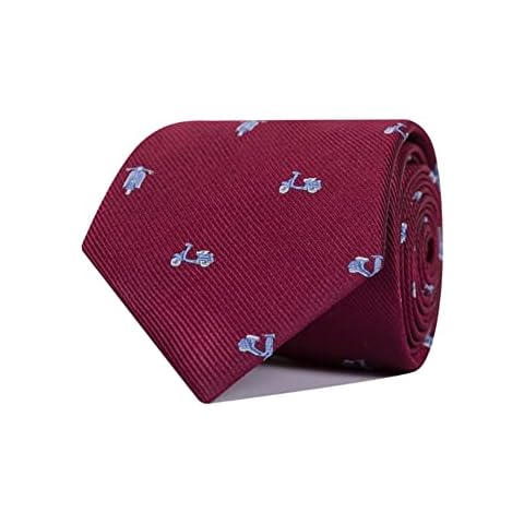 Corbata de Hombre Motivo Motocicleta Vespa Burdeos y Azul Celeste Cover