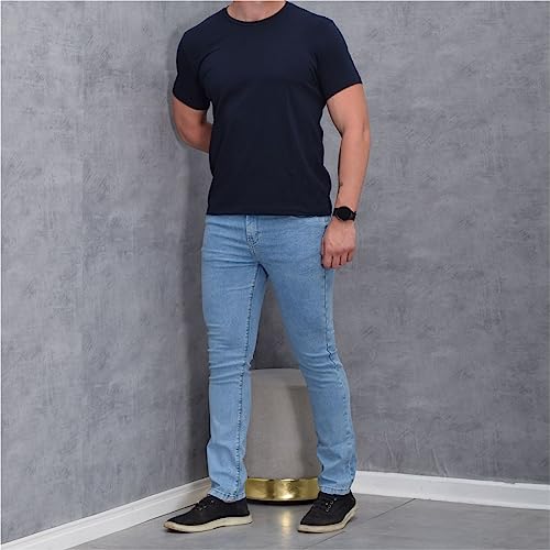 CALÇA MASCULINA JEANS SKINNY COM LYCRA LAVAGEM CLARA - E22504798 (42)