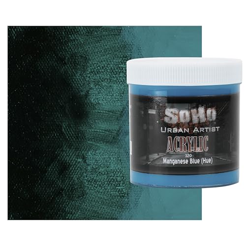 Soho Urban Artist Heavy Body Acrylic Paint - 500 ml Jar - Manganese Blue Hue - Thick, Rich Color, Excellent Coverage, Professional Quality - Artists Acrylic Paint