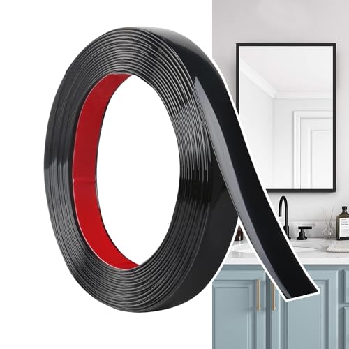 Hengrongshen Molduras Decorativas Autoadhesivas Negro Mate (12M x 2cm) Despegar y Pegar, Tiras de Pared de PVC Flexibles, Ideales para Paredes, Espejos, Techos, Suelos, Armarios, Azulejos