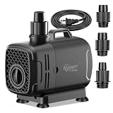 hygger 2-in-1 1060GPH Submersible Pump 65W,Side and Bottom Suction Fountain Water Pump with 13ft High Lift,Quick Water Change with 4 Interchangeable Nozzles for Aquarium, Fish Tank, Hydroponics,Pond