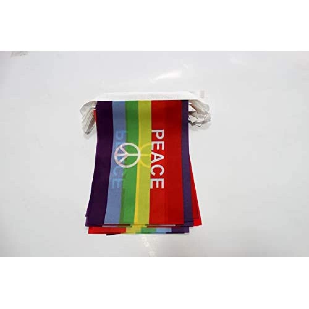 AZ FLAG Rainbow Peace Symbol Bunting 20 ft 20 flags Light Polyester
