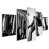 islandburner Bild auf Leinwand Frau in Ledermode mit Stiefeln für Schlafzimmer Modebegeisterte Fashionboutique Bilder Wandbilder Poster