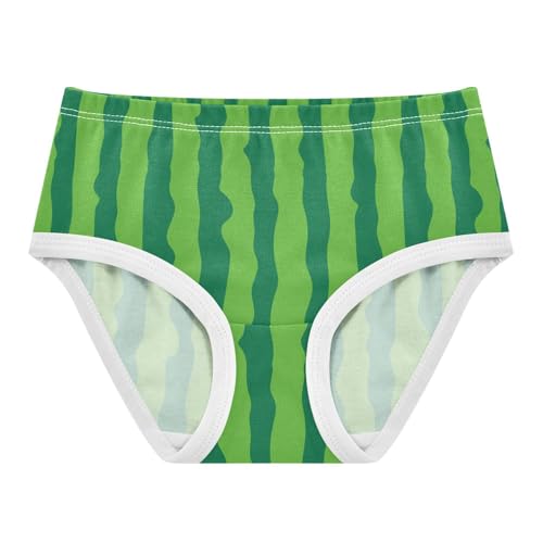 Little Girls' Soft Cotton Underwear Kids Breathable Comfort Green Watermelon Stripe Panties Briefs Toddler