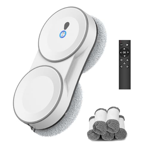 Fensterputzroboter, 5600 Pa Fensterroboter mit Fernbedienung, 3 Reinigungsmodi, mit Automatische Doppel-Sprühfunktion, Intelligente Navigation, mit 60ML Tank...