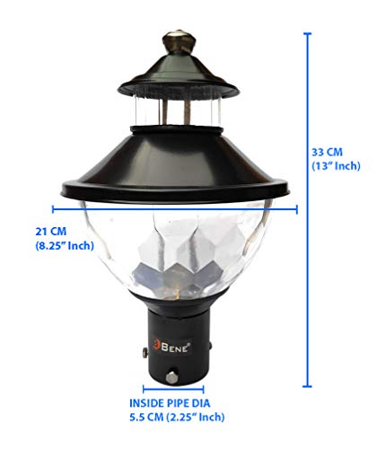 Image of BENE Gate Light /Garden Light /Outdoor Lamp Lavish (Black, 21 Cms, Pack of 2 Pcs)