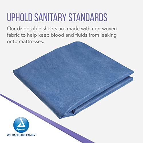 Image of Dynarex Disposable Bed Sheets - Medical Cot Sheets & Covers for Mattress, Stretcher, Gurney - Waterproof Protectors - Breathable Non-Woven Fabric - Flat Sheet, 40x85 - 50 Count