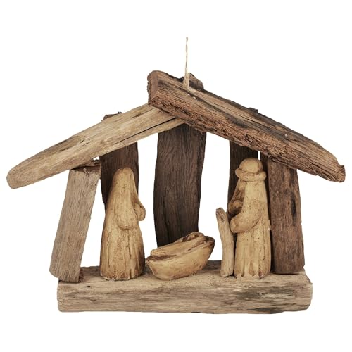 Handmade Recycled Driftwood Christmas Ornament | Fair Trade (Manger)