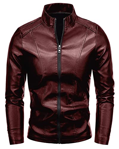 Mens Casual Faux Leather Jacket product thumbnail 12
