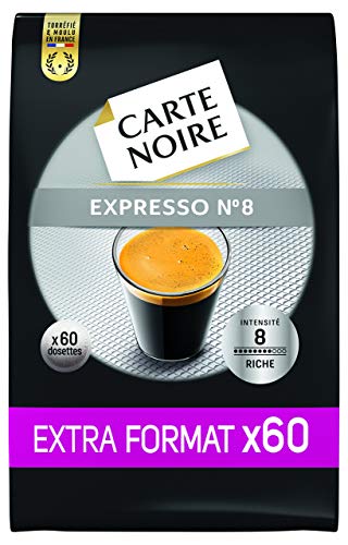 Carte Noire - Café Torréfié Moulu Expresso N°8 - Lot de 5 - 300 Dosettes Espresso Individuelles Souples