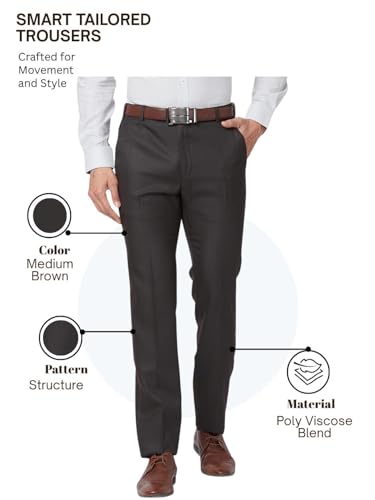Image of Raymond Slim Fit Poly Viscose Blend Structure Pattern Flat Front Formal Trouser
