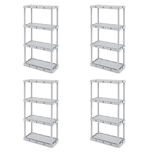 Gracious Living 4 Pack Light Duty Storage Shelves, Knect-A-Shelf 4-Shelf