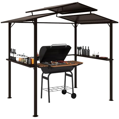 Outsunny 8' x 5' Hardtop Grill Gazebo Double Metal Roof...