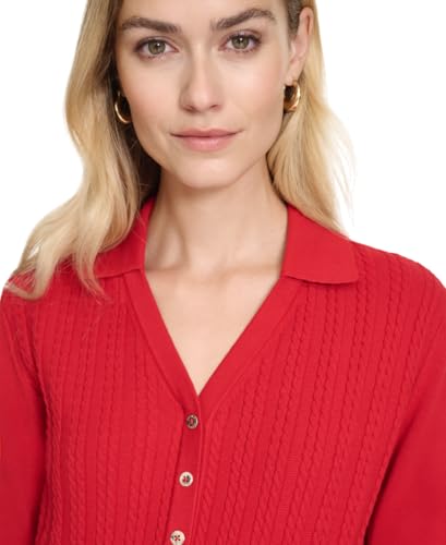 Image of Nautica Women's V-Neck Cable Polo Long Sleeve