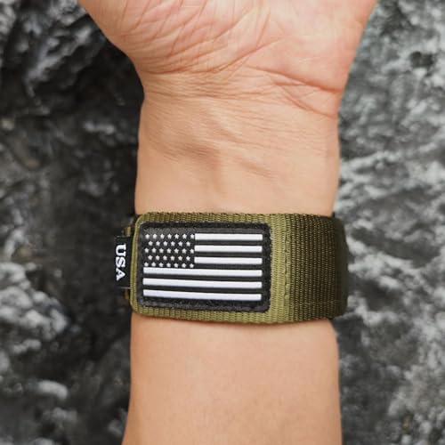 Abanen Rugged Tactical Nylon Watch Band for Garmin Instinct/Instinct 2 Solar, 22mm Sport Strap with Stars-Stripes Flag for Instinct Tactical/Tide/Esports/Instinct Solar
