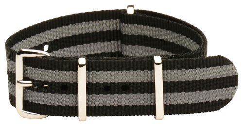 Clockwork Synergy® Classic Ballistic - 26mm Black & Grey Nylon Ballistic Watch Strap Band