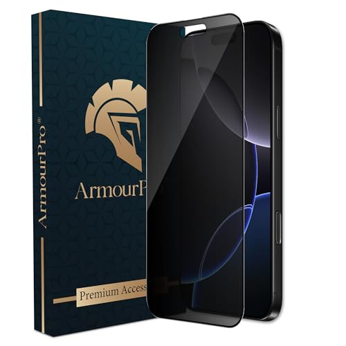 Image of ArmourPro Privacy Tempered Glass for iPhone 16 / iPhone 15 - Anti-Spy Anti Peeping Screen Protector, 9H Hardness, Edge-to-Edge Coverage, Ultra Thin, Bubble-Free Installation Kit | Black