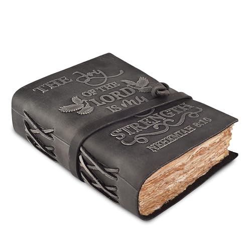 LEATHER VILLAGE Christian Leather Journal Joy Verse, Grey 7x5