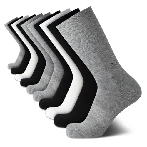 Calvin Klein Mens Crew Socks - 10 Pack Cushioned Athletic Performance Breathable Running and Sports Crew Socks for Men, Size 7-12, Black Grey Assorted