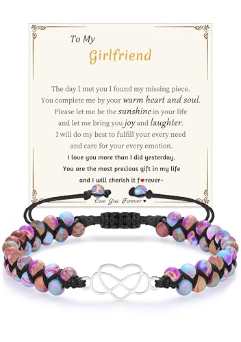 Image of Gifts for Daughter Granddaughter, To My Mom Grandma Wife Girlfriend Sister Jasper Heart Bracelets Birthday Graduation Anniversary Christmas Stocking Stuffers Valentines Mothers Day Jewelry