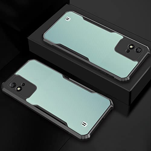 Image of Pikkme Plastic Realme Narzo 50i Back Cover Crystal Clear Transparent Back Ultra Hybrid Full Camera Protection Raised Edge with 360 Degree Protection Bumper Back Cover for Realme Narzo 50i (Black)