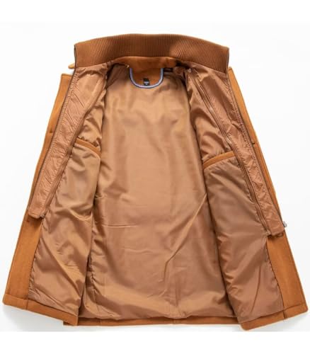 Image of FTIMILD Mens Wool Blend Coat with Detachable Collar Two Collar Single Breasted Pea Coat Business Trench Coat