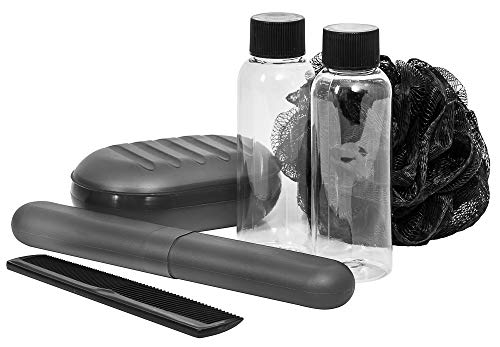 Kit Higiene e Banho Masculino para Viagem, Ricca, Preto e Cinza