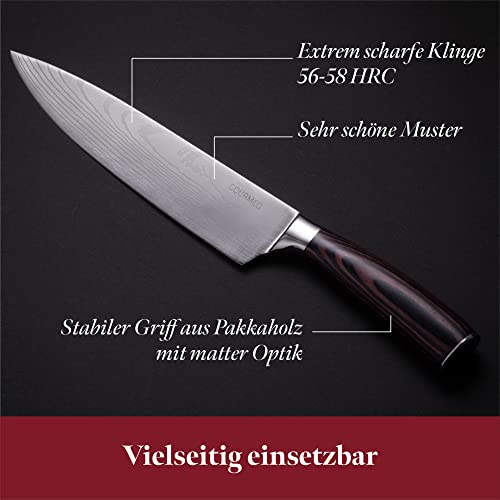 Kochmesser 20 cm GOURMEO mit Holzgriff – Edelstahl Küchenmesser