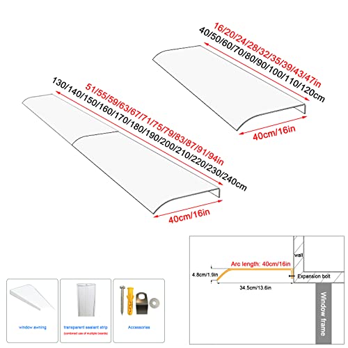 Auvent de porte de balcon de cour premium : marquise moderne incurvée en polycarbonate durable