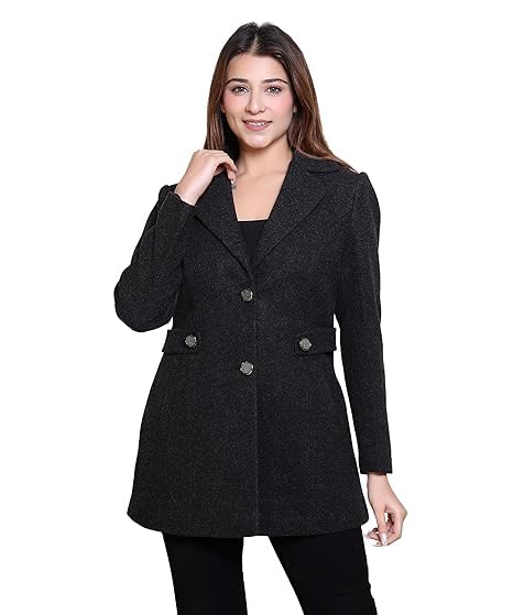 comfy sparrow Women's Winter Coat, Regular Fit, Full Sleeve, Grey, Collared Neck with 4 Buttons-picture-35