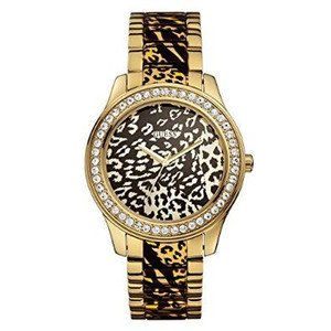�r���v �Q�X GUESS Women's U0465L1 Gold-Tone Animal Print Watch�y���s�A���i�z