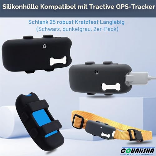 Silikonhülle Kompatibel für Traktive GPS Dog Tracker, wasserdichte Gummi Zubehör Cover Finder, Robuste dauerhafte sichere Haustier Tracker Halter für Halsband (2pack)