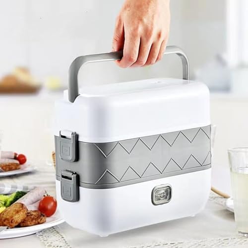 Electric Lunch Box Portable Self Cooking 2L Mini Rice Cooker - Faster Heater for Home Office Dormitory Travel - Food Raw Food Kitchen Cook - Outdoor Kitchen.