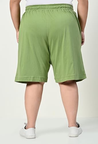 Image of Women's Plus Size Bermunda Shorts | Knee Length Cotton Short | Half Pants for Womens