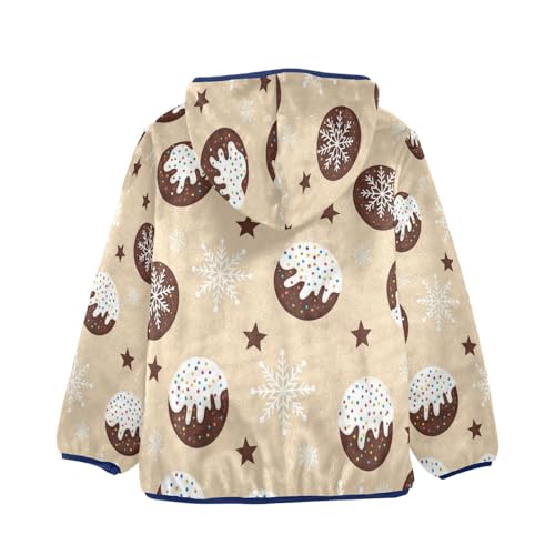 Christmas Donuts Stars Toddler Fleece Jacket Girl Boys Hooded Fleece Jacket Coat Warm Outwear Zip-up 3-10T2