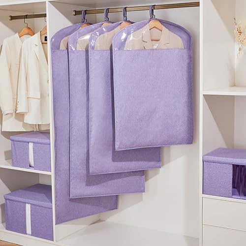 Garment Bags for Hanging Clothes，Breathable Oxford Fabric Hanging Clothes Bag，Garmet Bag with Clear Window，for Suits, Coats(Purple,35.4in/90cm)3