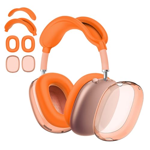 JHMei AirPods Max 2/1 �p ��?�� 3�_�Z�b�g [��㫃J + ��?�J�o�[ + ?���J�o�[] ?�� TPU �V���R���f�� �S�ʕی� �� �� ����h�~ �ϏՌ� ������� ���������܂܏[�d�\ (�I�����W)