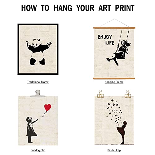 INFUNLY 9 Set Banksy Canvas Wall Art 8x10inch Banksy Wall Art Prints Unframed Panda Prints Banksy Posters Pictures Graffiti Street Wall Art Inspirational Quotes Art Wall Poster for Bedroom Living Room