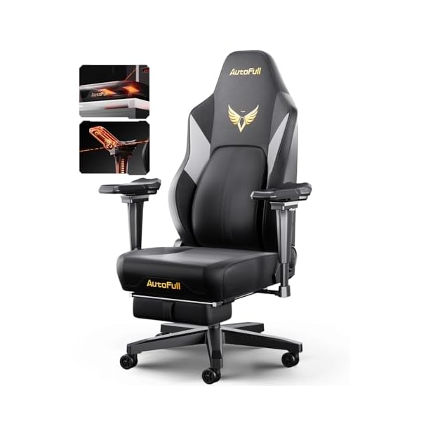 AutoFull M6 Gaming Chair, Ergonomic Office Chair with Ventilated Heating, AUTO Dynamic Tracking Lumbar Support, 6D Adjustable Armrests and Footrest (Black)