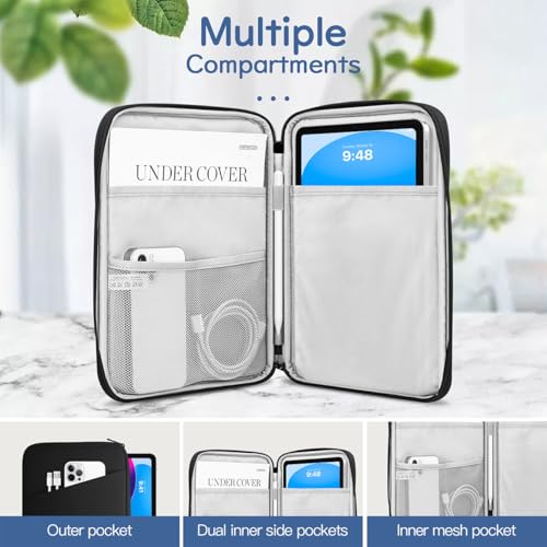 Image of Dadanism 9-11 inch Tablet Sleeve Bag Carrying Case for iPad (A16) 11th Gen 11 inch, iPad 10th Gen 10.9 inch Air 5 /4, iPad Air M4 /Pro 11 inch, iPad 9 /8 /7th, Galaxy Tab A11+ Plus 11 inch, Remarkable 2 10.3 inch, Black