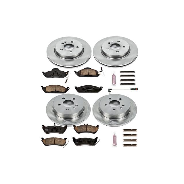 Image of PowerStop Front and Rear Brake Kit for Mercedes-Benz ML320 1998-03 |ML350 2003-05 |ML430 1999 - Z17 Ceramic Brake Pads & Disc Rotors Replacement, KOE2833
