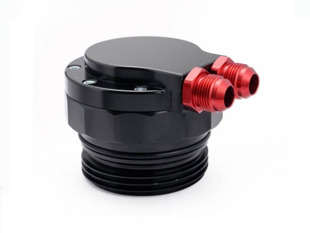 Tappo filtro dell'olio adattatore refrigeratore olio billet alluminio nero anodizzato olio Dash10 AN10 fino a 150 PSI testato compatibile con VW Audi Porsche 3.0l TDI EHVP EA897 10100108