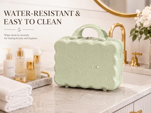 Image of Travel Makeup Case with Lock & Luggage Strap, ABS Hard Shell Cosmetic Vanity Case, Portable Makeup Organizer for Women, Beauty Storage Box for Makeup, Skincare & Toiletries (Mint Green, MODEL1)