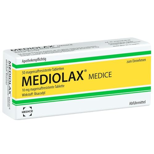 MEDIOLAX magensaftresistente Tabletten 50 St bei Verstopfungsbeschwerden - planbare Darmentleerung - perfekt für Reisen - wirkt zuverlässig
