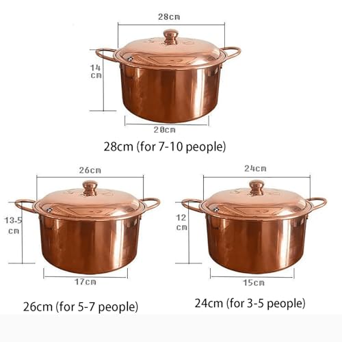 Kupfer-Heißtopf für Shabu Shabu und Lammsuppe – funktioniert mit Gas- und Induktionsherden, perfekt für authentische chinesische Küche, 24/26/28 cm Optionen erhältlich