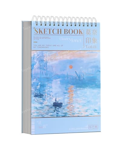 Toyshine A4 Size Thickened Loose-Leaf Artist Sketchbook with Hand-Painted Hard Cover for Painting | Drawing | Art & Craft Work (60 Sheets) Blue Toyshi