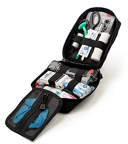 Scherber Premium IFAK Kit Trauma Pack | HSA/FSA Approved | Fully Stocked MOLLE Pouch w/CAT Tourniquet, HyFin Chest Seal, & Israeli Bandage | Trauma Kit for Gunshot, Bleeding, Major Wound Care (Black) - Thumbnail 4