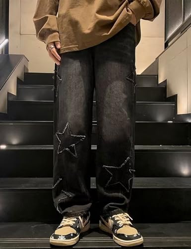 Y2k Star Jeans Men Graphic Baggy Jeans Emo Star Pants Grunge Patchwork Pants Streetwear3